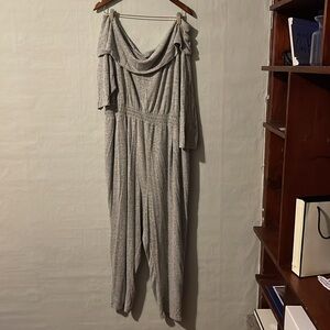 Lane Bryant Off Shoulder Jersey Jumpsuit Grey, size 22/24